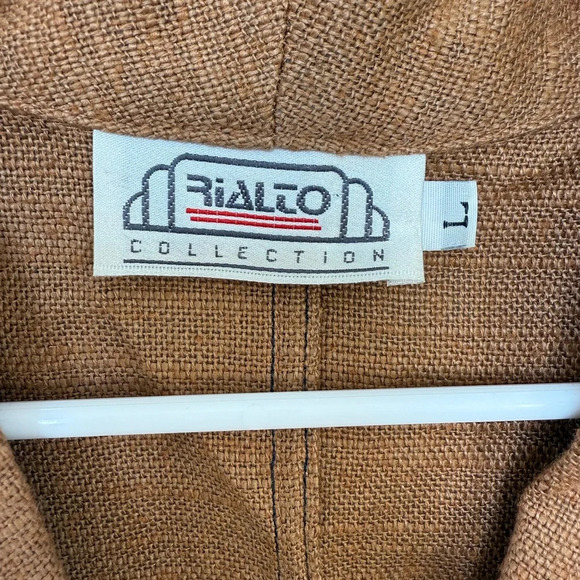 Vintage Rialto Southwestern Linen Cropped Short Sleeve Jacket Brown Large - Picture 4 of 9